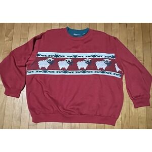 Vintage Christmas Sheep In Scarves Sweatshirt Top 44/22 Womens Holiday CabinCore